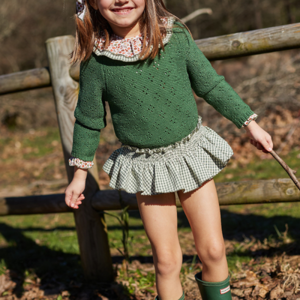 Conjunto con braguita colección musgo de La Martinicanjunto de blusa con braguita volante niña la Martinica