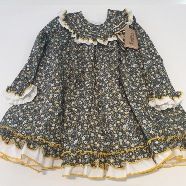 Vestido estampado de flores verde y amarillo de Lolittos