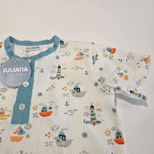 Conjunto niño colección barcos de Juliana verde lago verano - Imagen 3