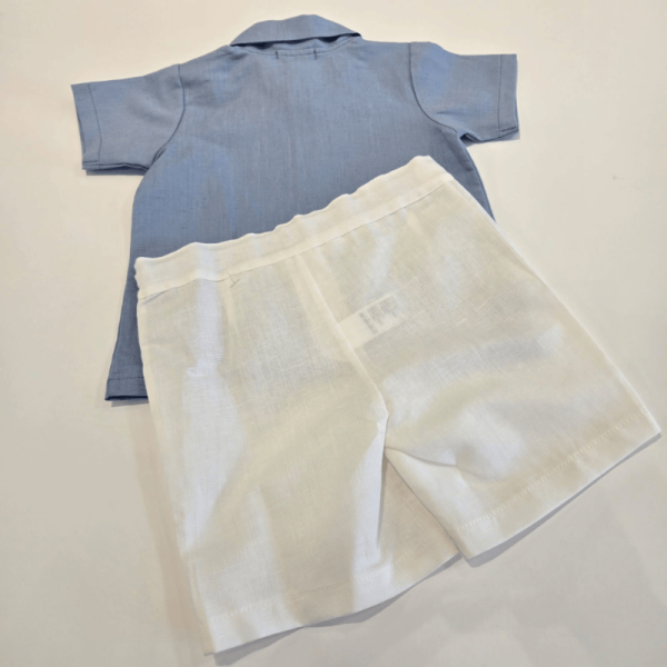 Conjunto niño camisa pantalón azul lino Juliana verano