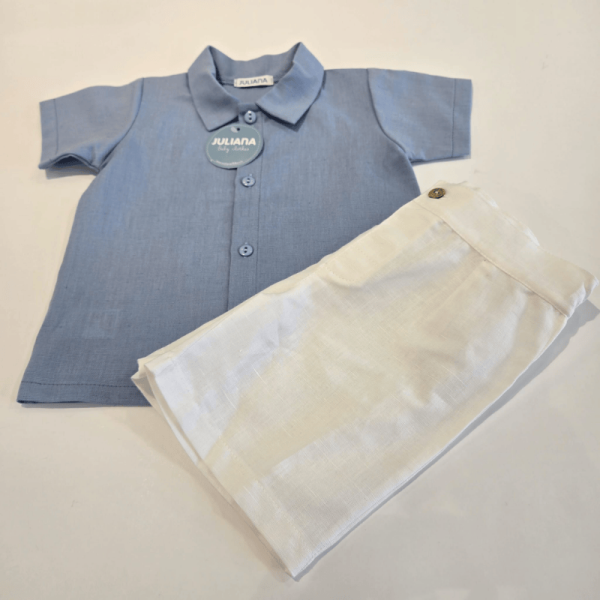 Conjunto niño camisa pantalón azul lino Juliana verano